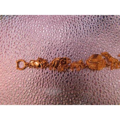 Noah's Ark Themed Gold Toned Metal Bracelet Christian Religious