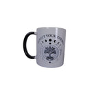 Protect Your Energy mug with black handle featuring moon phases and tree of life design