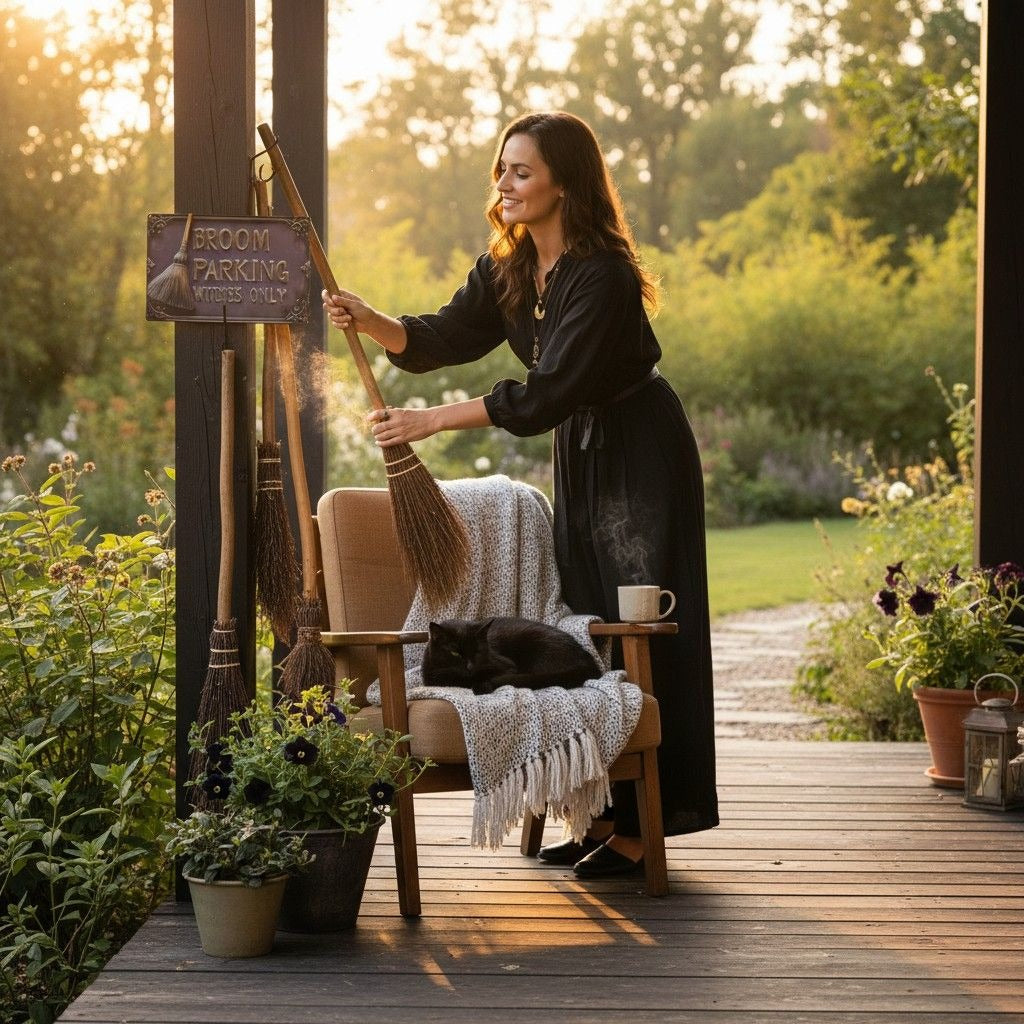 Broom Parking Witches Only Metal Sign - 12x8 Purple Gold - New