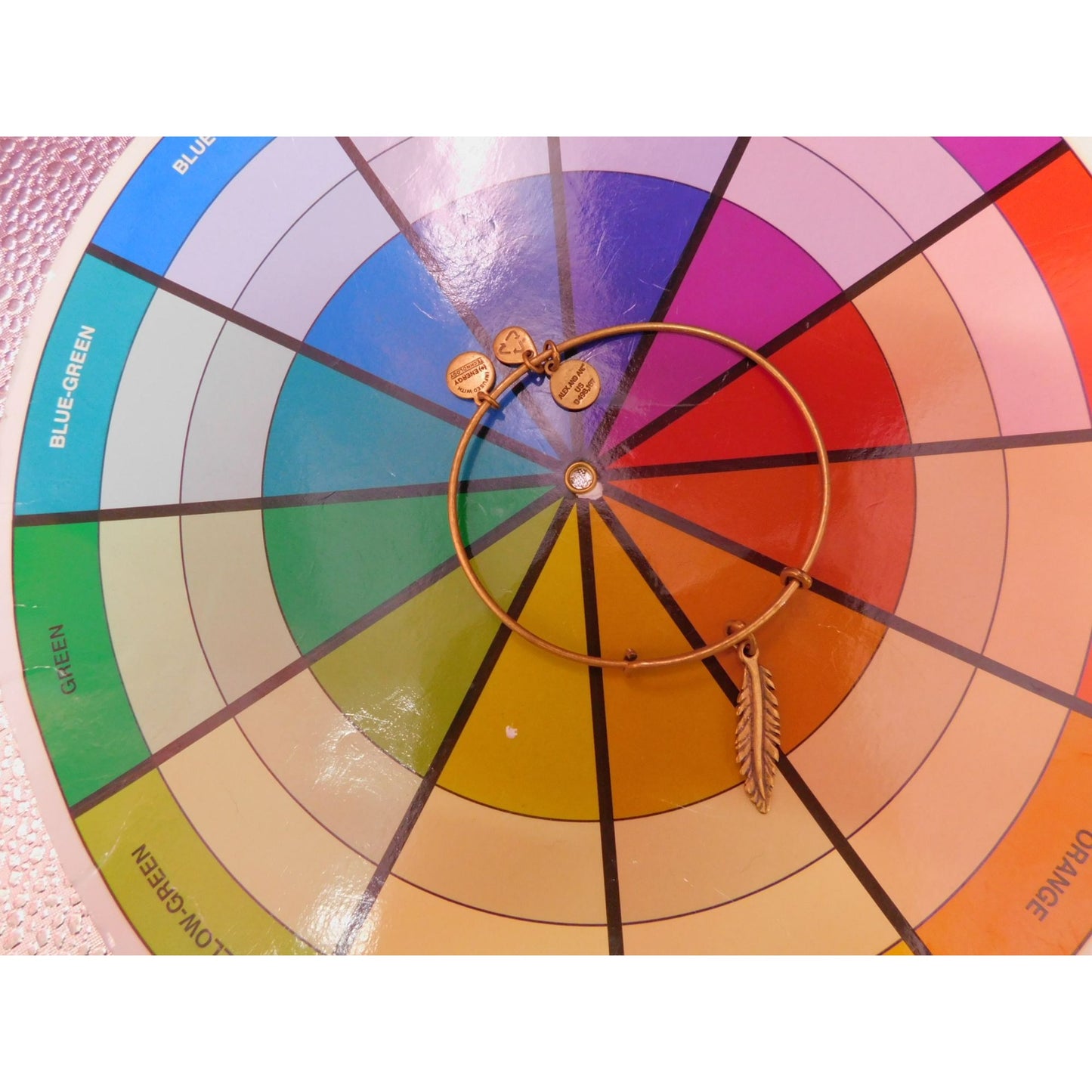 Alex and Ani Feather Charm Gold-Tone Bangle - Boho Chic Bracelet