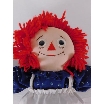 Vintage Applause Raggedy Ann Cloth Doll 20 Inch Red Yarn Hair Blue Dress Apron