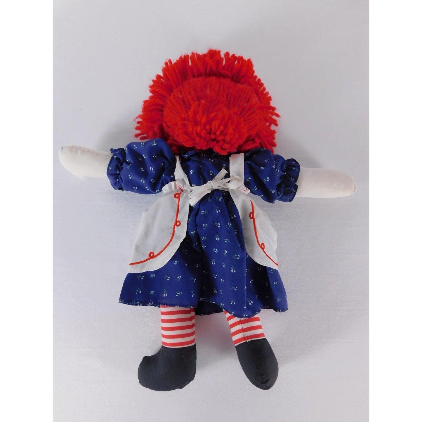 Vintage Applause Raggedy Ann Cloth Doll 20 Inch Red Yarn Hair Blue Dress Apron