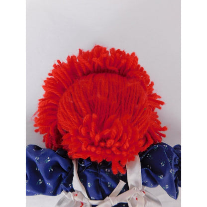 Vintage Applause Raggedy Ann Cloth Doll 20 Inch Red Yarn Hair Blue Dress Apron