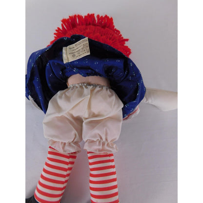 Vintage Applause Raggedy Ann Cloth Doll 20 Inch Red Yarn Hair Blue Dress Apron