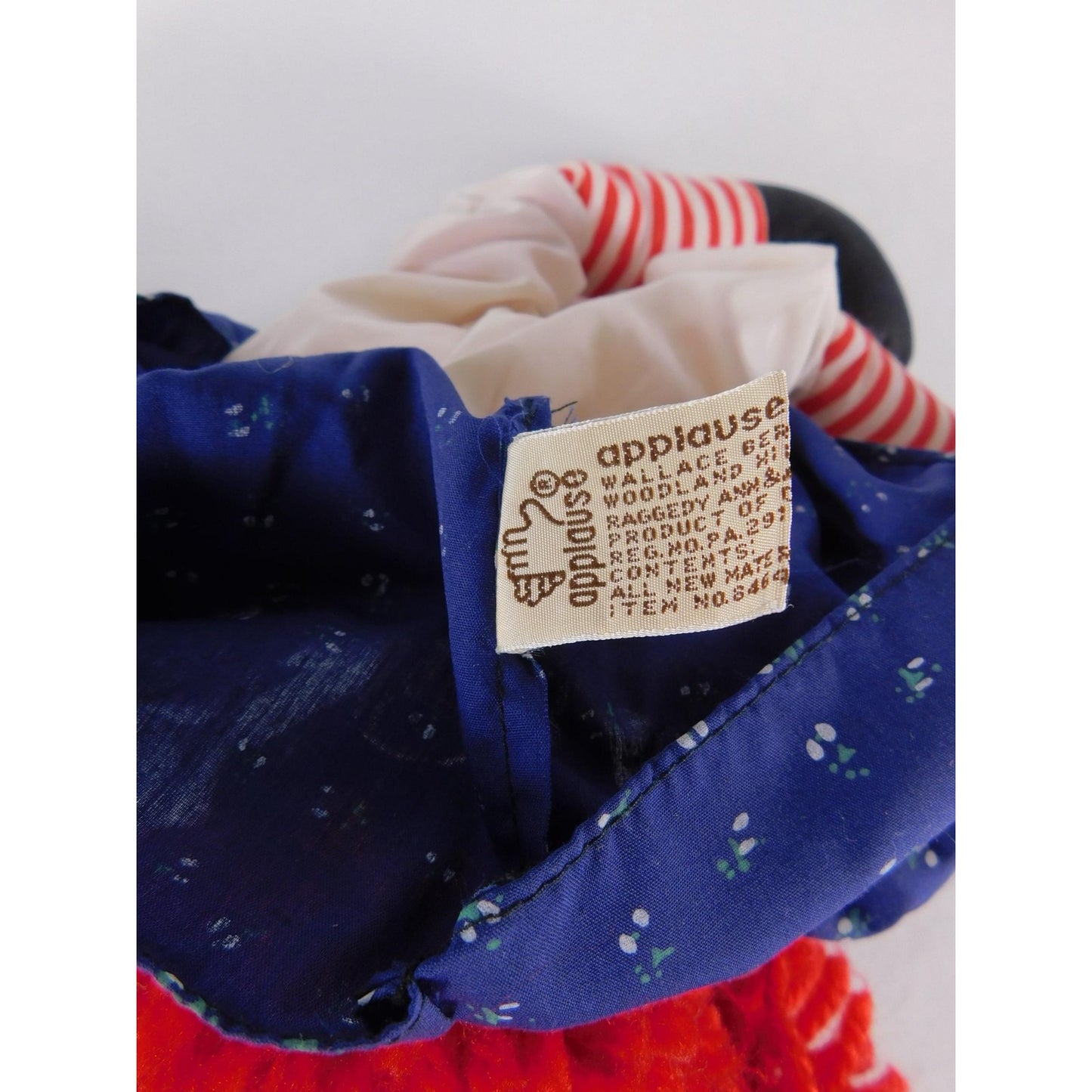 Vintage Applause Raggedy Ann Cloth Doll 20 Inch Red Yarn Hair Blue Dress Apron