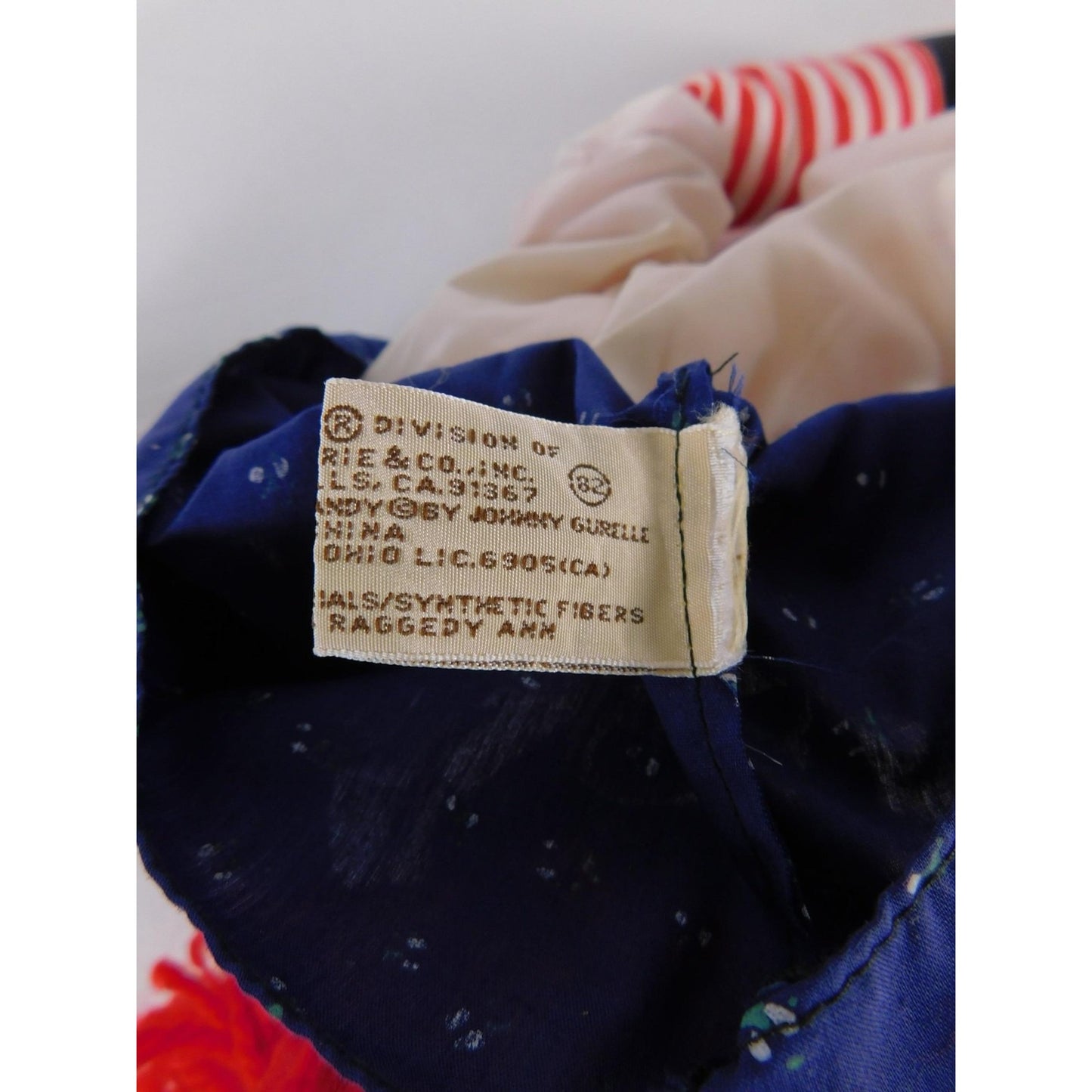 Vintage Applause Raggedy Ann Cloth Doll 20 Inch Red Yarn Hair Blue Dress Apron