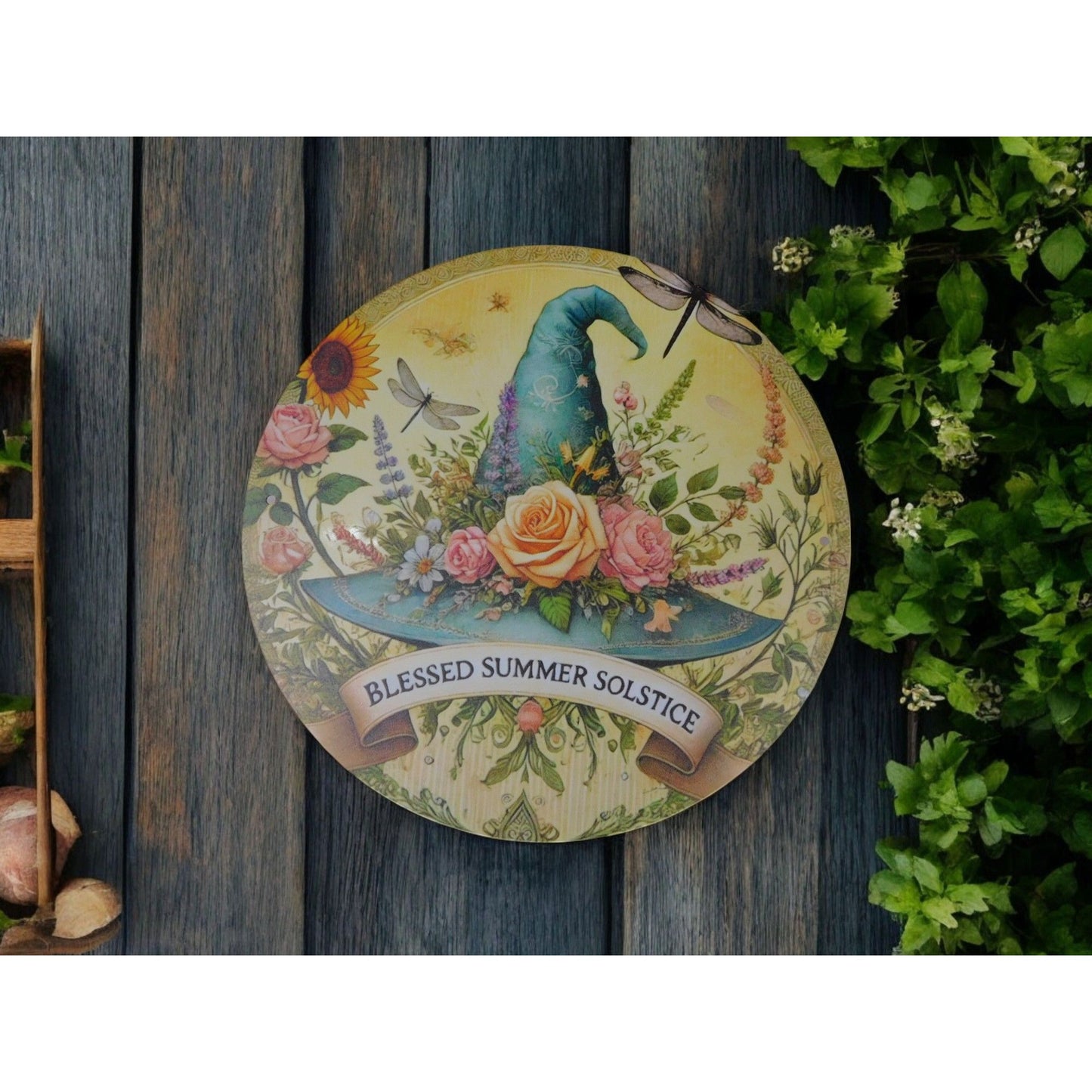 Blessed Summer Solstice Metal Tin Sign 8x8 Pagan Litha Decor