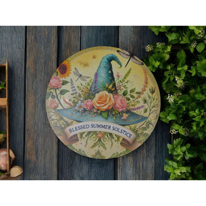 Blessed Summer Solstice Metal Tin Sign 8x8 Pagan Litha Decor