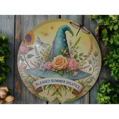 Blessed Summer Solstice Metal Tin Sign 8x8 Pagan Litha Decor