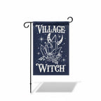 Village Witch Black Garden Flag 18x12 Moon Crystals Roses Gothic Witchy Decor