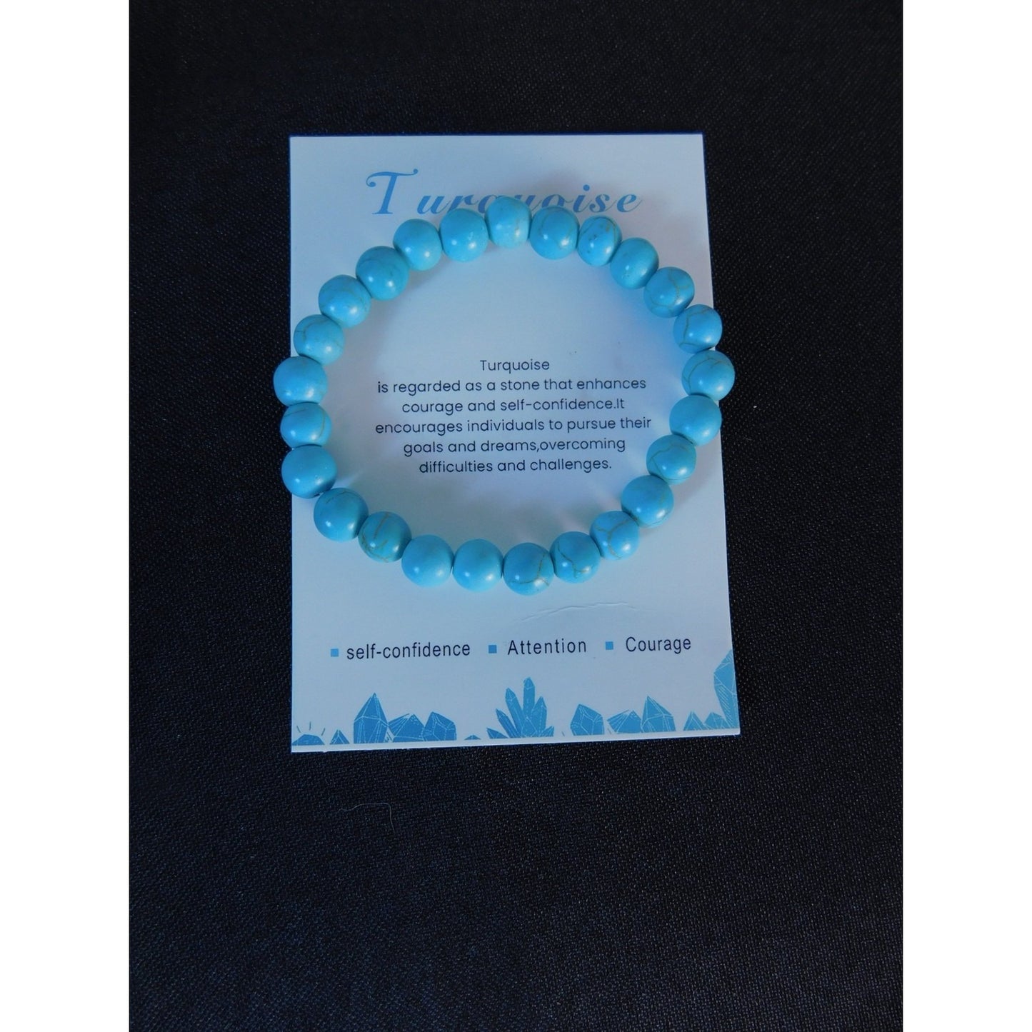 Turquoise Bead Bracelet Stretch Unisex Self-Confidence Courage Healing Gemstone