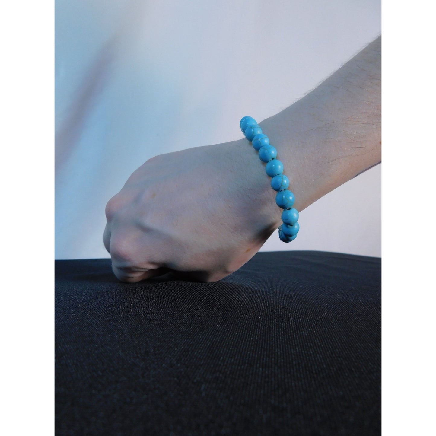 Turquoise Bead Bracelet Stretch Unisex Self-Confidence Courage Healing Gemstone