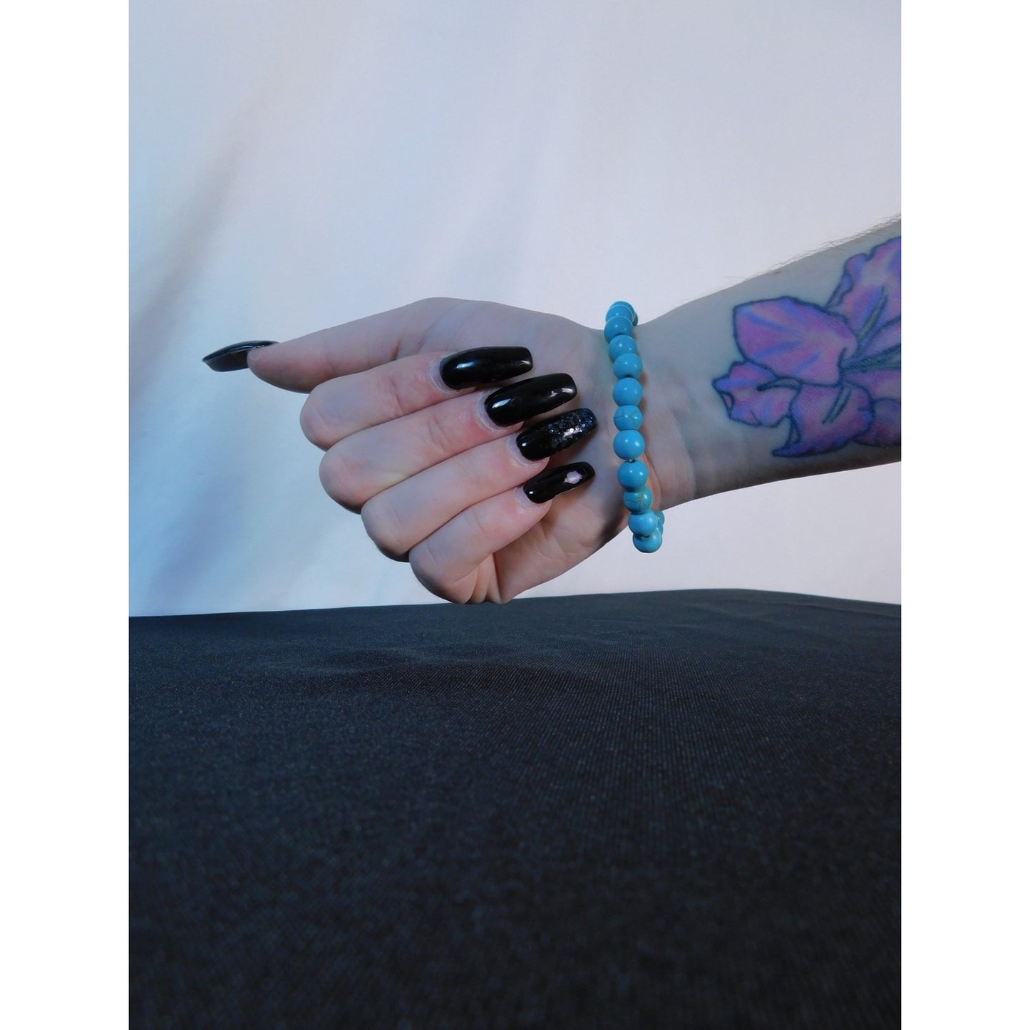 Turquoise Bead Bracelet Stretch Unisex Self-Confidence Courage Healing Gemstone