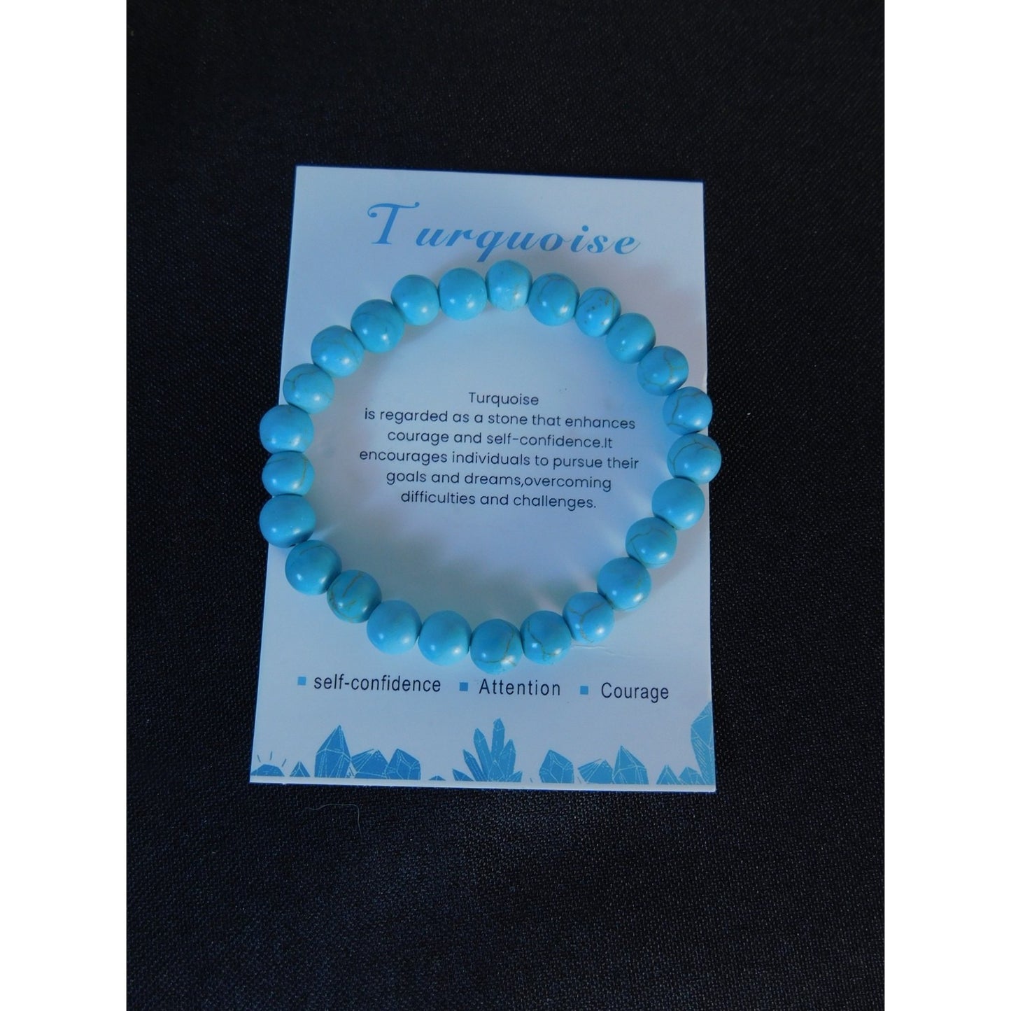 Turquoise Bead Bracelet Stretch Unisex Self-Confidence Courage Healing Gemstone