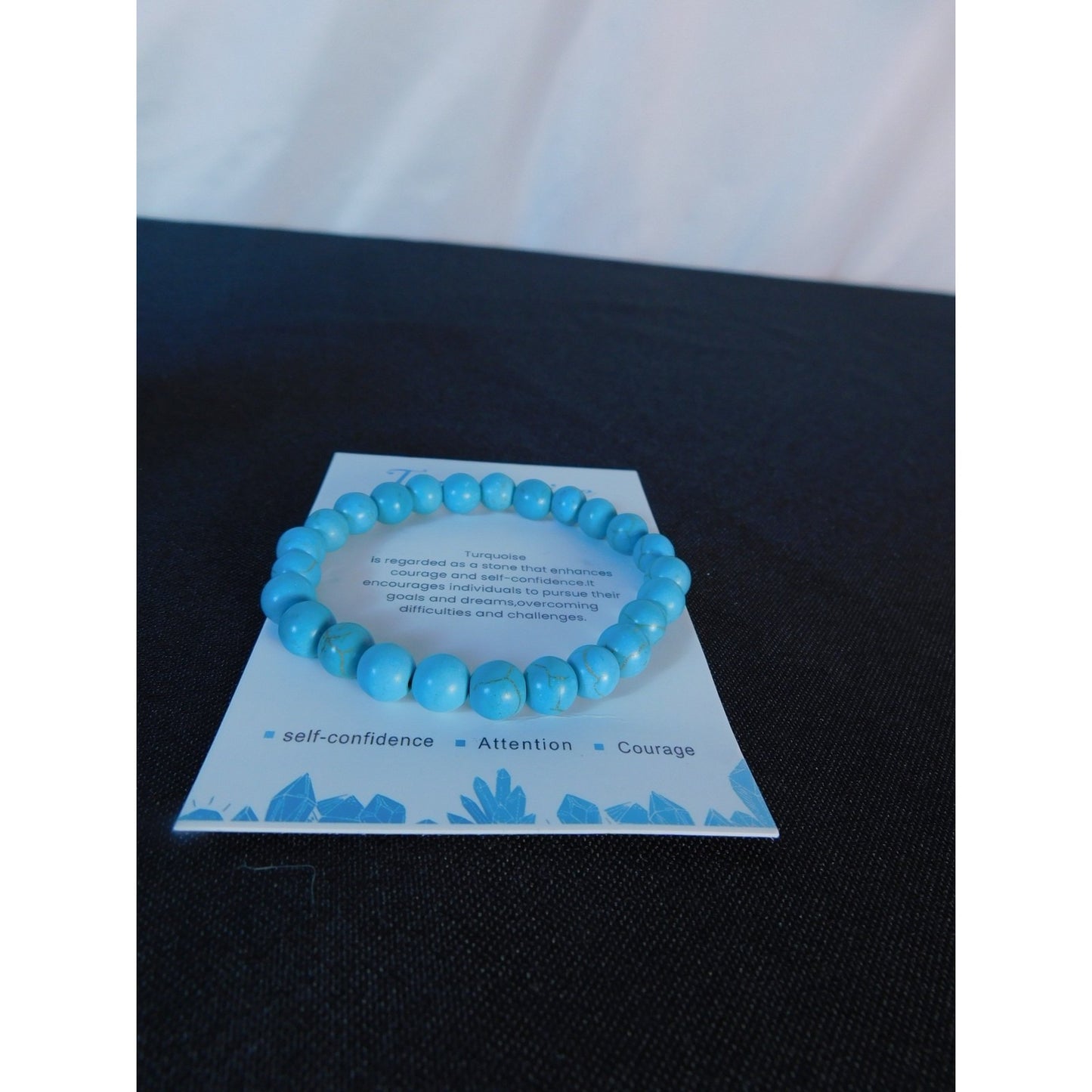 Turquoise Bead Bracelet Stretch Unisex Self-Confidence Courage Healing Gemstone