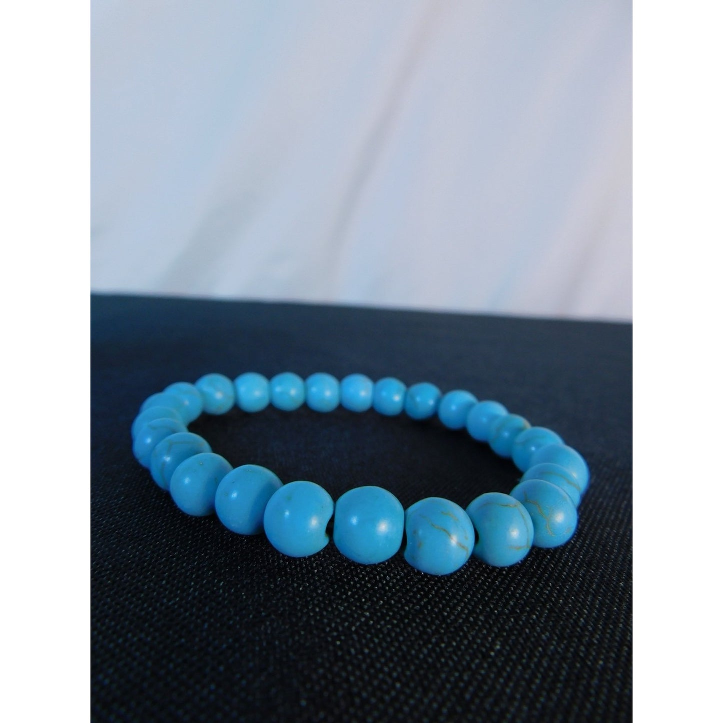 Turquoise Bead Bracelet Stretch Unisex Self-Confidence Courage Healing Gemstone