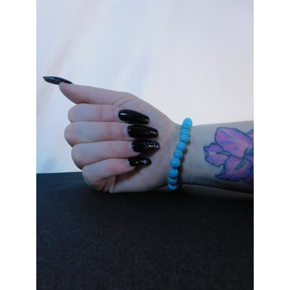 Turquoise Bead Bracelet Stretch Unisex Self-Confidence Courage Healing Gemstone