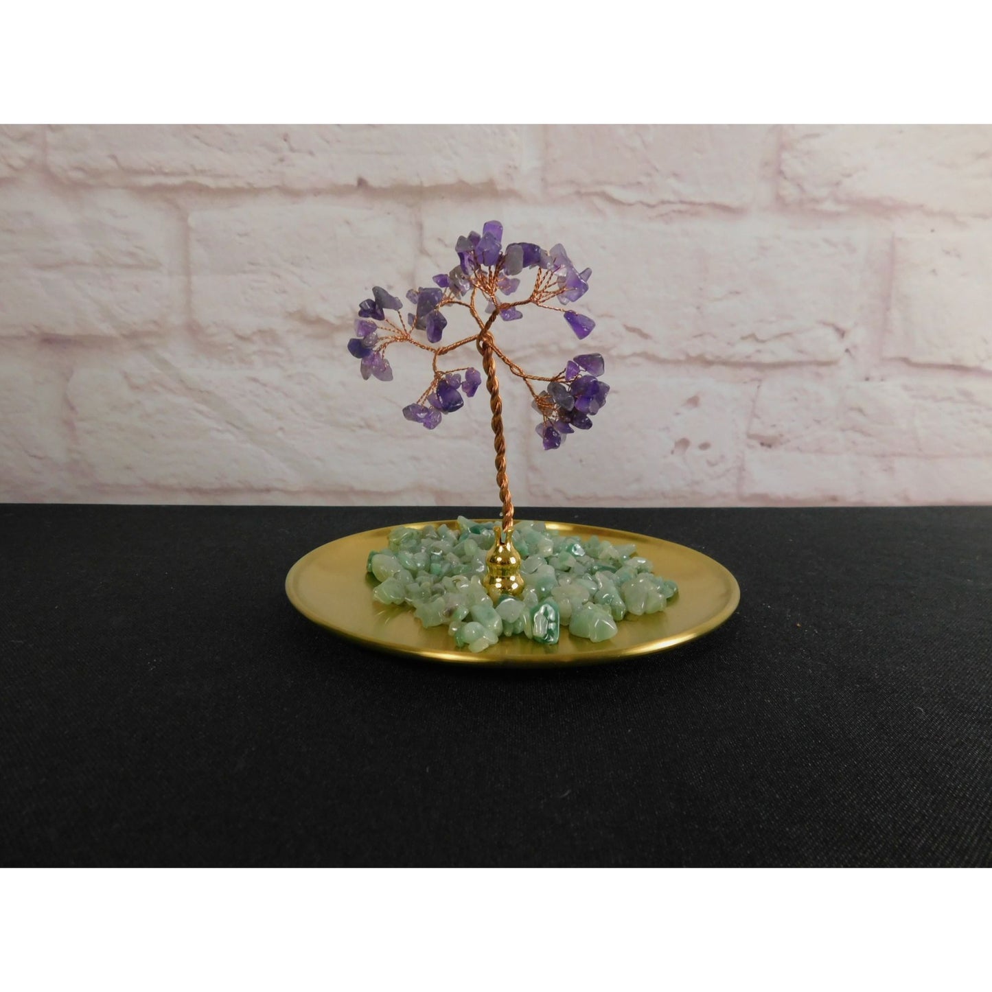 Crystal Gem Tree of Life Incense Stick Holder / Burner with Amethyst & Green Aventurine Crystals