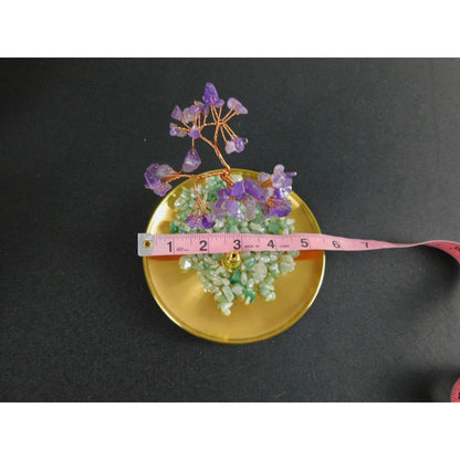 Crystal Gem Tree of Life Incense Stick Holder / Burner with Amethyst & Green Aventurine Crystals