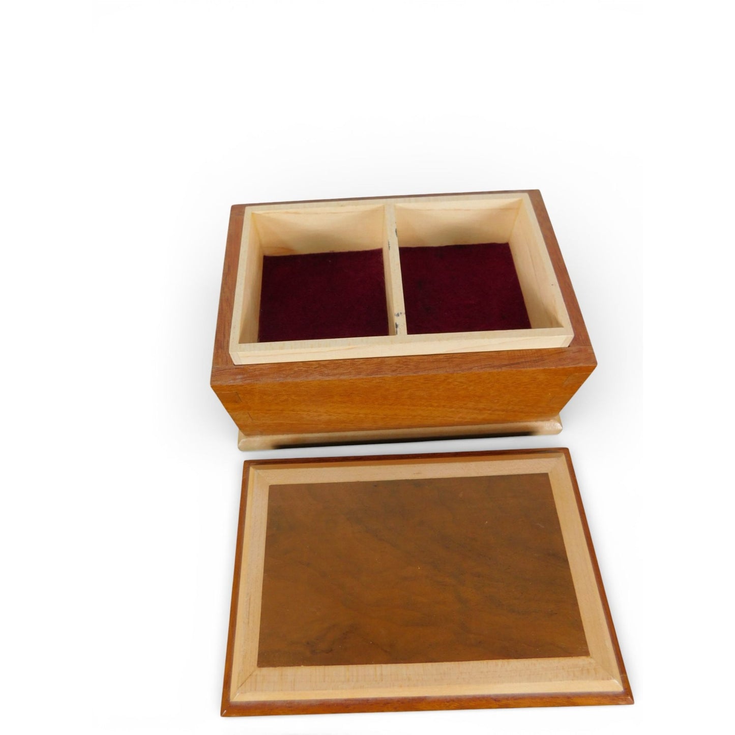 Vintage Handcrafted Wooden Jewelry Box w Removable Divider Tray