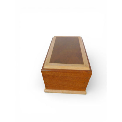 Vintage Handcrafted Wooden Jewelry Box w Removable Divider Tray