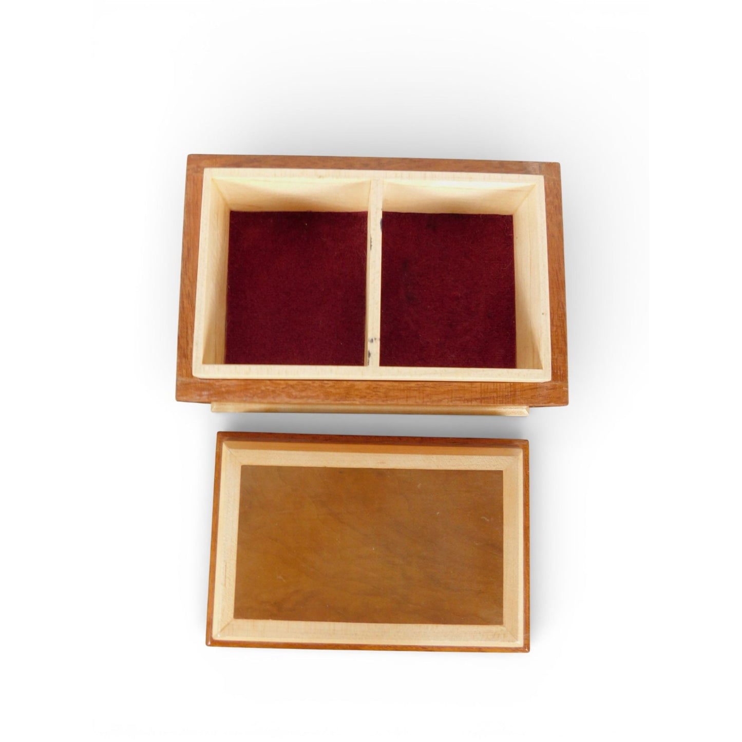 Vintage Handcrafted Wooden Jewelry Box w Removable Divider Tray