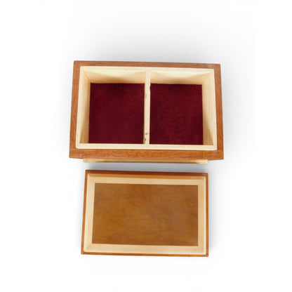 Vintage Handcrafted Wooden Jewelry Box w Removable Divider Tray