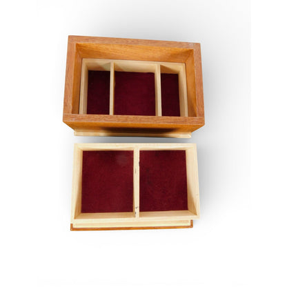 Vintage Handcrafted Wooden Jewelry Box w Removable Divider Tray