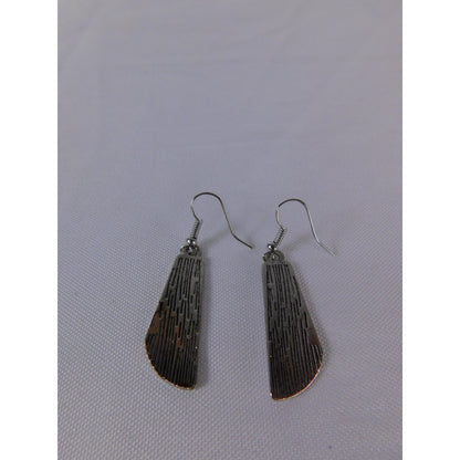 Boho Silver Tone Dangle Earrings Swirl Leaf Pattern Lightweight Retro Jewelry Gi