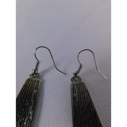 Boho Silver Tone Dangle Earrings Swirl Leaf Pattern Lightweight Retro Jewelry Gi