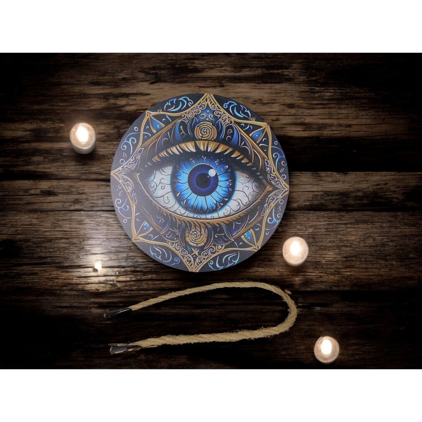Mystical Evil Eye Wooden Wall Art 8x8 Protection Decor Boho Witchy