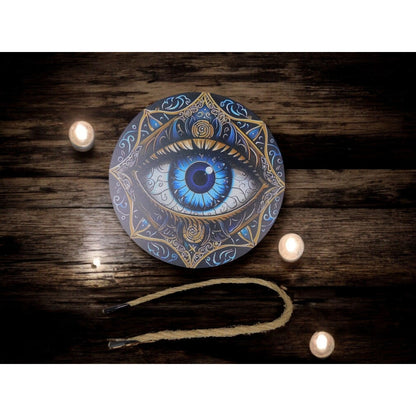 Mystical Evil Eye Wooden Wall Art 8x8 Protection Decor Boho Witchy