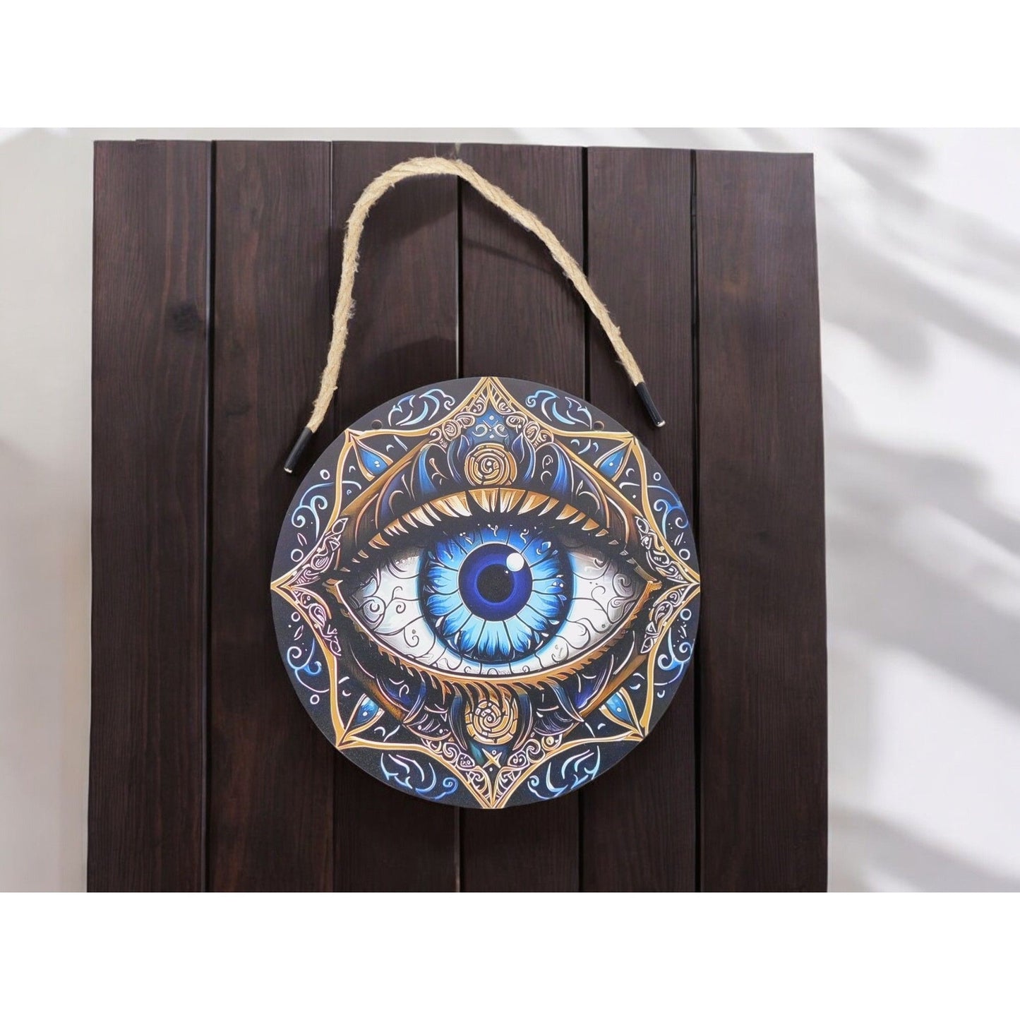Mystical Evil Eye Wooden Wall Art 8x8 Protection Decor Boho Witchy