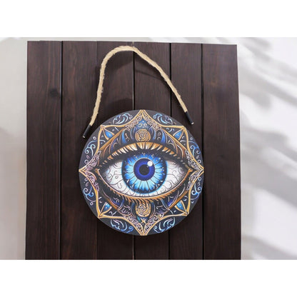 Mystical Evil Eye Wooden Wall Art 8x8 Protection Decor Boho Witchy