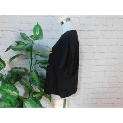 Wild And Free Death Soul Skull Graphic Black T-Shirt Women L Black Cold Shoulder