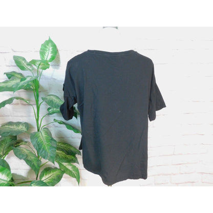 Wild And Free Death Soul Skull Graphic Black T-Shirt Women L Black Cold Shoulder