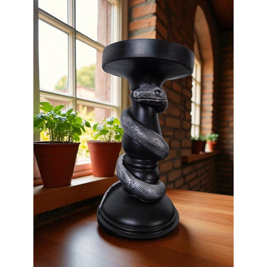 Black Snake Candle Holder Decorative Gothic Serpent Statue Home Decor Table Top