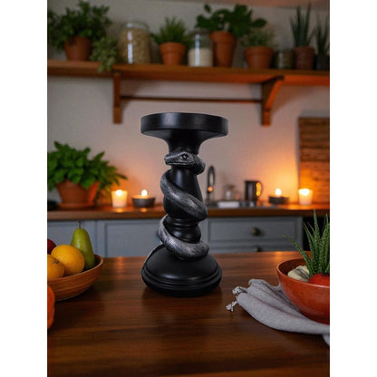 Black Snake Candle Holder Decorative Gothic Serpent Statue Home Decor Table Top