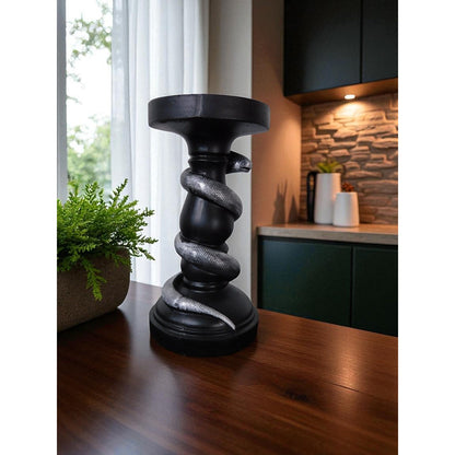 Black Snake Candle Holder Decorative Gothic Serpent Statue Home Decor Table Top