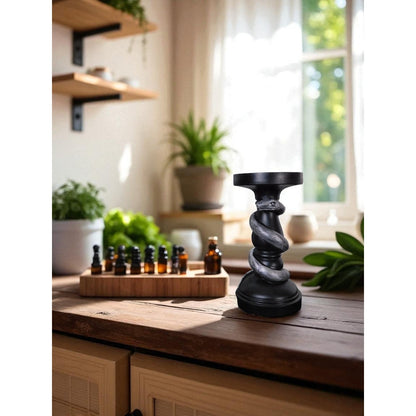 Black Snake Candle Holder Decorative Gothic Serpent Statue Home Decor Table Top