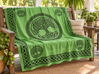 Green Tree of Life Cotton Tapestry, 72 x 108 in