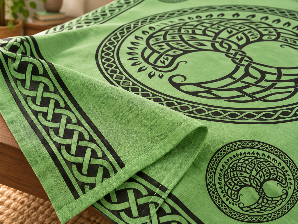 Green Tree of Life Cotton Tapestry, 72 x 108 in