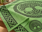 Green Tree of Life Cotton Tapestry, 72 x 108 in