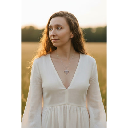 Celtic Knot Pendant Necklace Silver Tone Chain Lobster Clasp Symbolic Jewelry