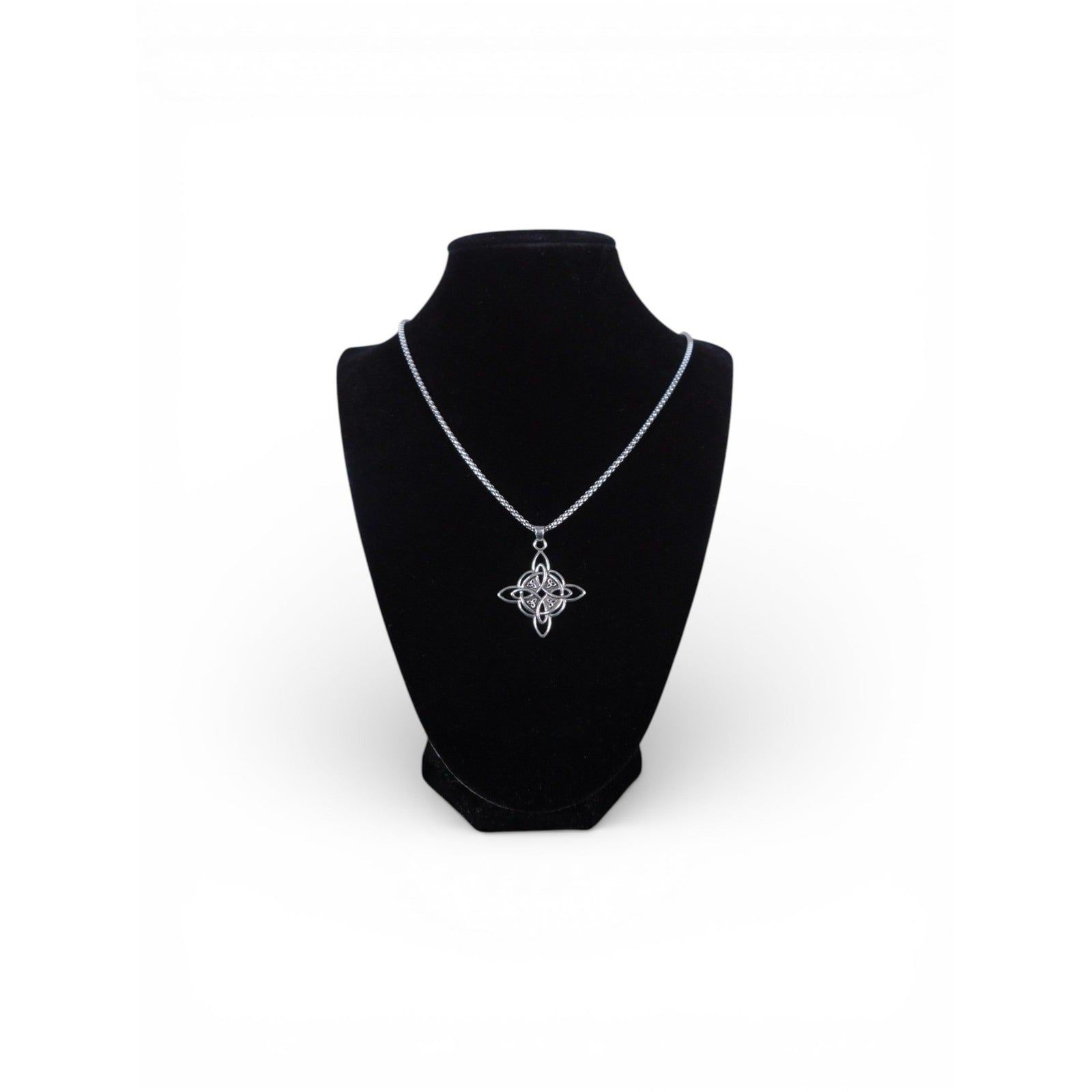 Celtic Knot Pendant Necklace Silver Tone Chain Lobster Clasp Symbolic Jewelry
