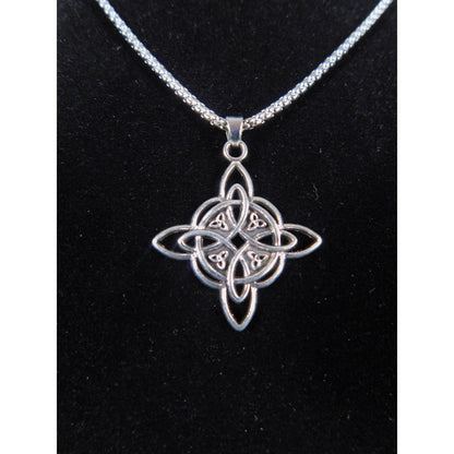 Celtic Knot Pendant Necklace Silver Tone Chain Lobster Clasp Symbolic Jewelry