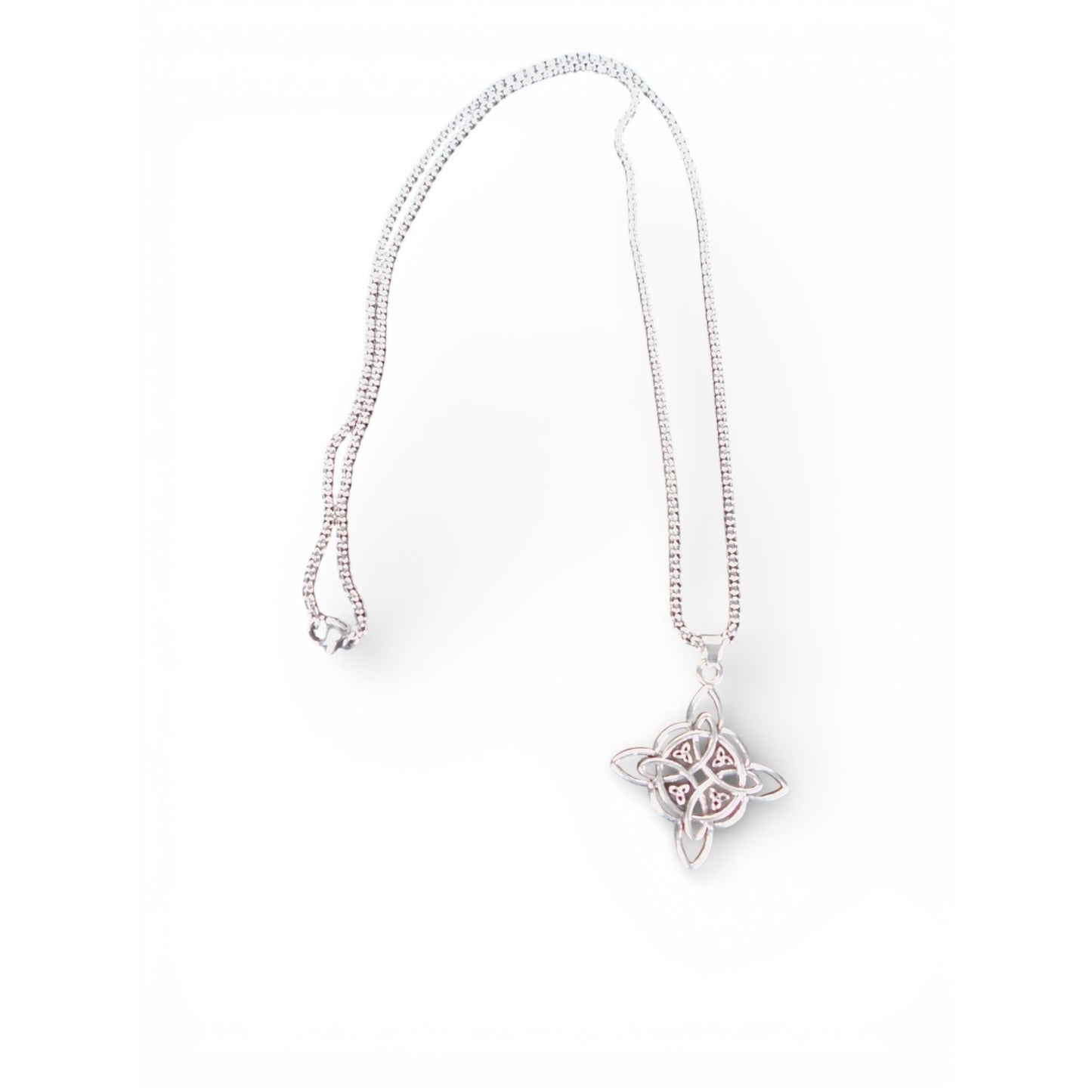 Celtic Knot Pendant Necklace Silver Tone Chain Lobster Clasp Symbolic Jewelry