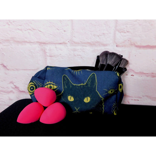 Blue Cat Gothic Makeup Bag Aesthetic Organizer Brand New