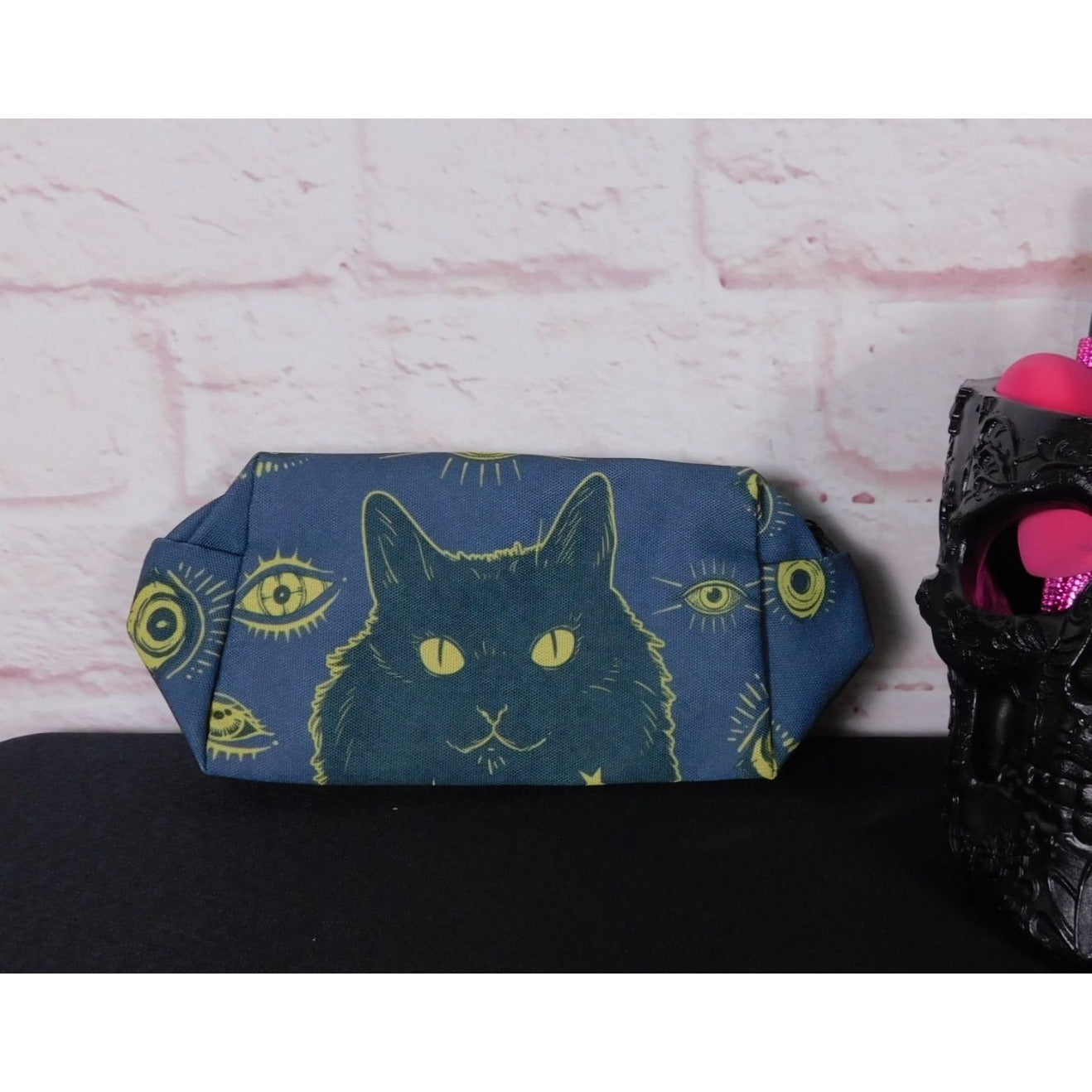 Blue Cat Gothic Makeup Bag Aesthetic Organizer Brand New