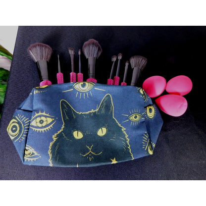 Blue Cat Gothic Makeup Bag Aesthetic Organizer Brand New